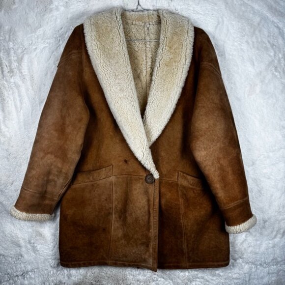 Vintage Shearlings By Sheepskin Market Suede Leather Men’s Sz XL Jacket Coat - Picture 1 of 12